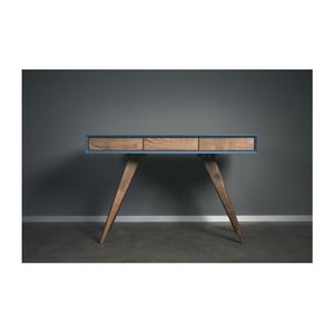 Modrý pracovný stôl z masívneho jaseňového dreva Charlie Pommier Triangle, 120 x 50 cm