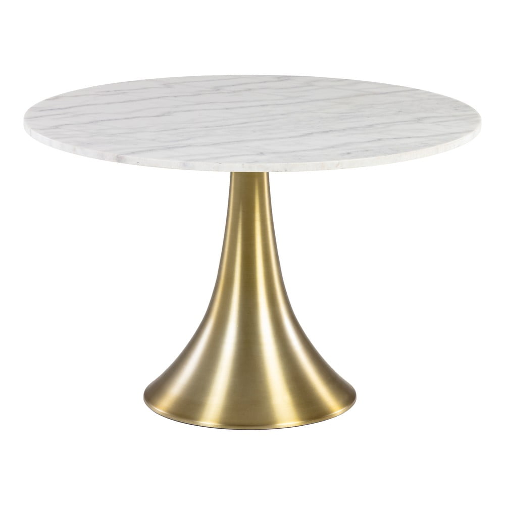 E-shop Biely okrúhly jedálenský stôl v mramorovom dekore Kave Home, ø 120 cm