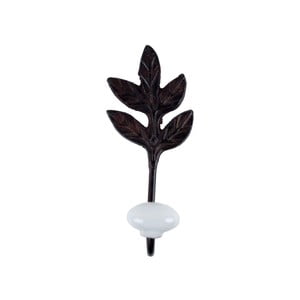 Čierny kovový nástenný háčik Ego Dekor Leaf