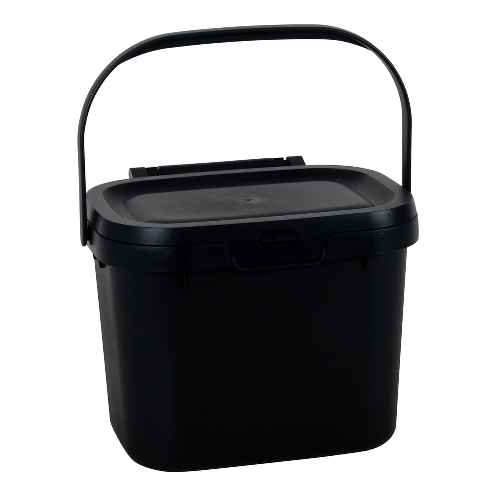 E-shop Čierna nádoba na kompostovateľný odpad s vekom Addis, 24,5 x 18,5 x 19 cm