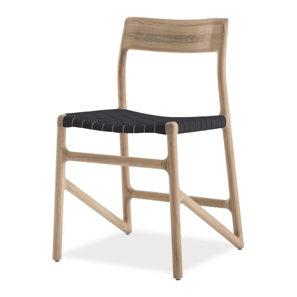 E-shop Jedálenská stolička z masívneho dubového dreva s čiernym sedadlom Gazzda Fawn