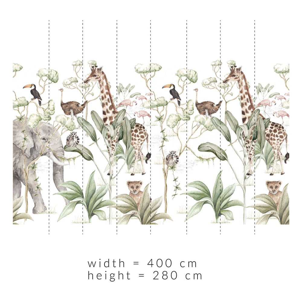 Papierová detská tapeta 400 cm x 280 cm Savanna Adventure – Dekornik