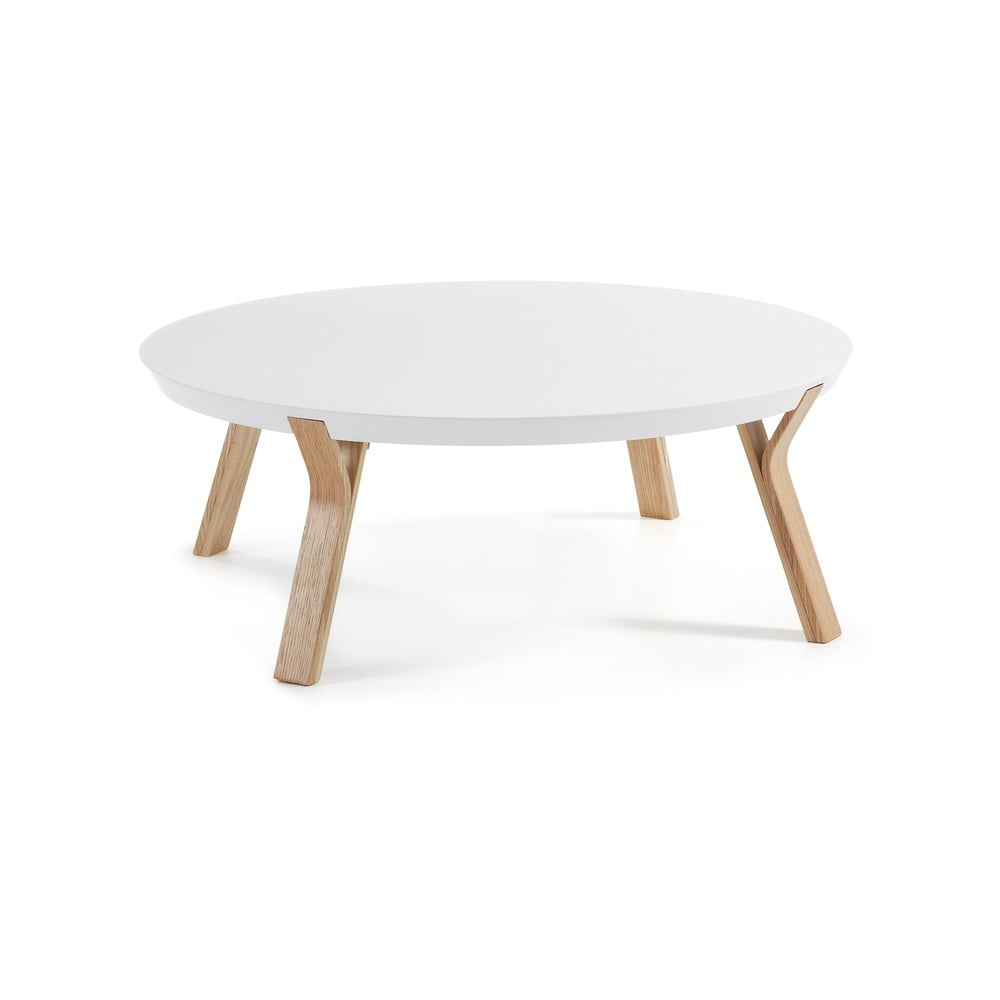 E-shop Biely konferenčný stolík Kave Home Solid, Ø 90 cm