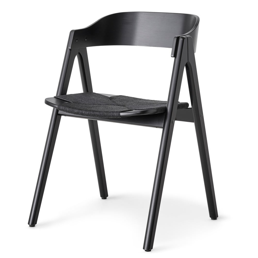 E-shop Čierna jedálenská stolička z bukového dreva s čiernym ratanovým sedákom Findahl by Hammel Mette