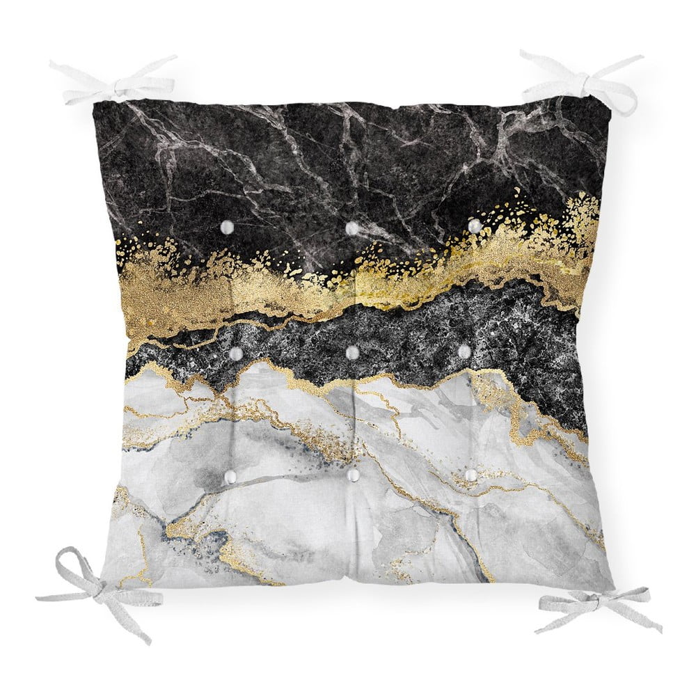 E-shop Sedák na stoličku Minimalist Cushion Covers Black Gold Marble, 40 x 40 cm