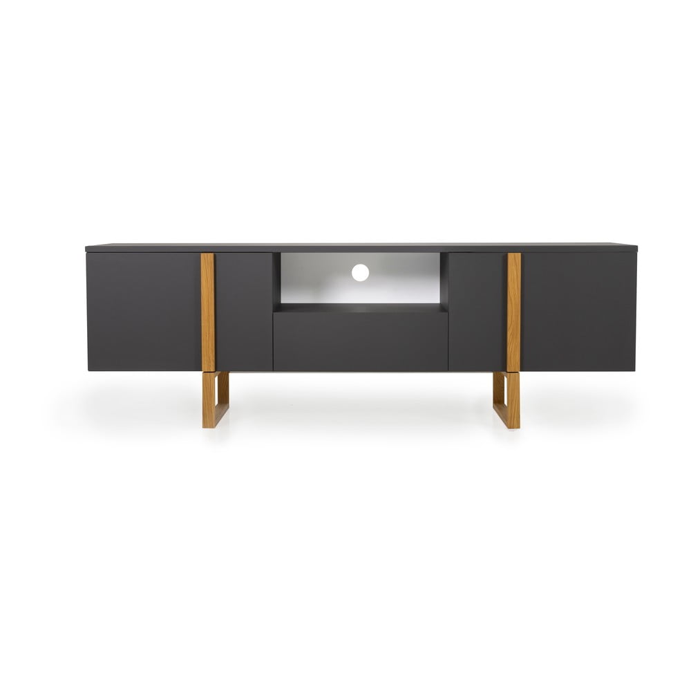 E-shop Antracitovosivý TV stolík s nohami z dubového dreva Tenzo Birka