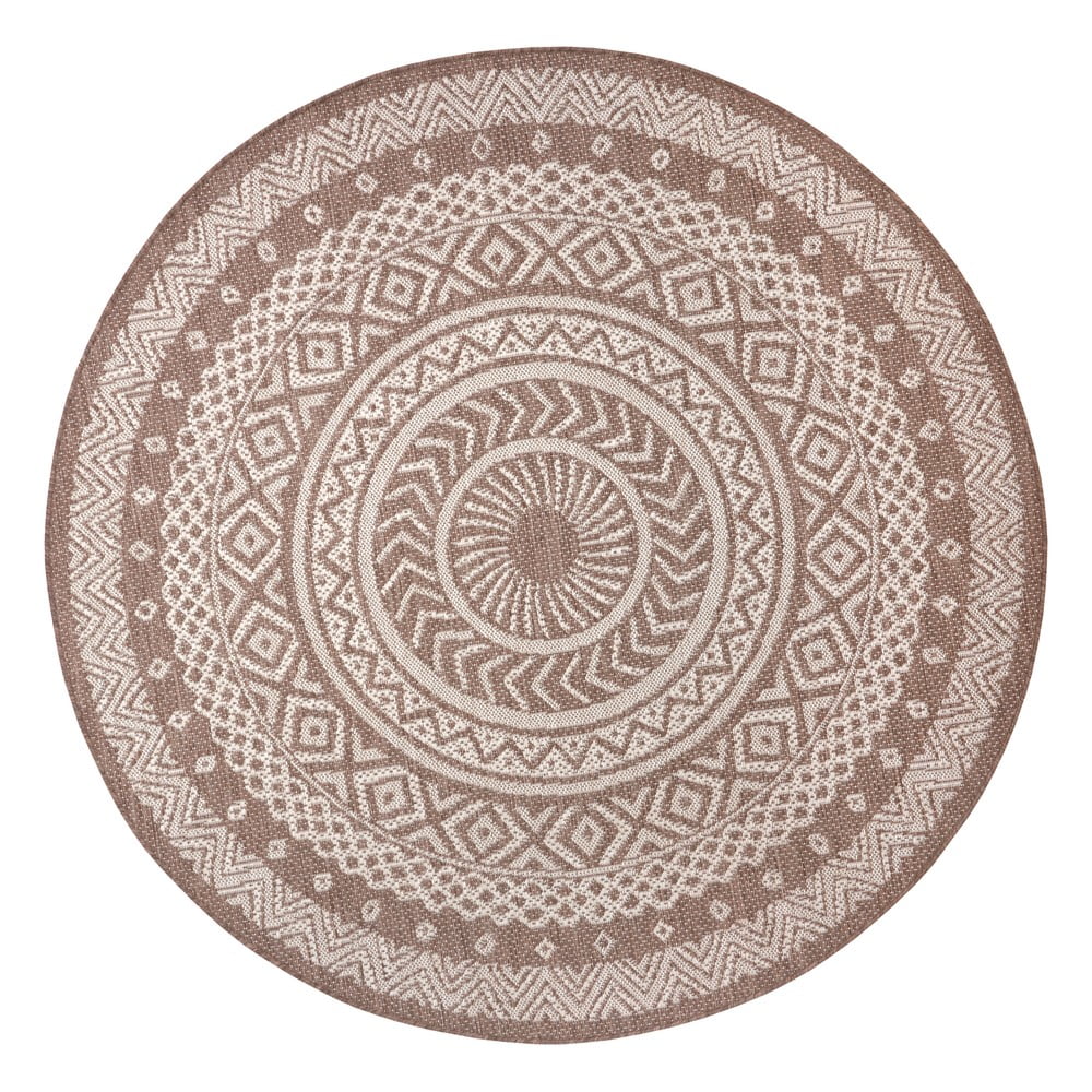 E-shop Hnedo-béžový vonkajší koberec Ragami Round, ø 120 cm