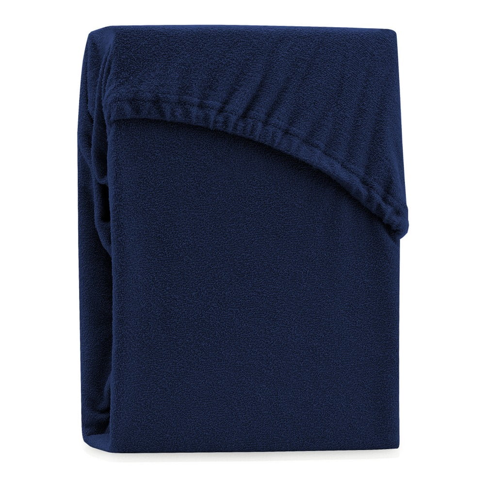 Obrázok Tmavomodrá elastická plachta na dvojlôžko AmeliaHome Ruby Navy Blue, 220-240 x 220 cm