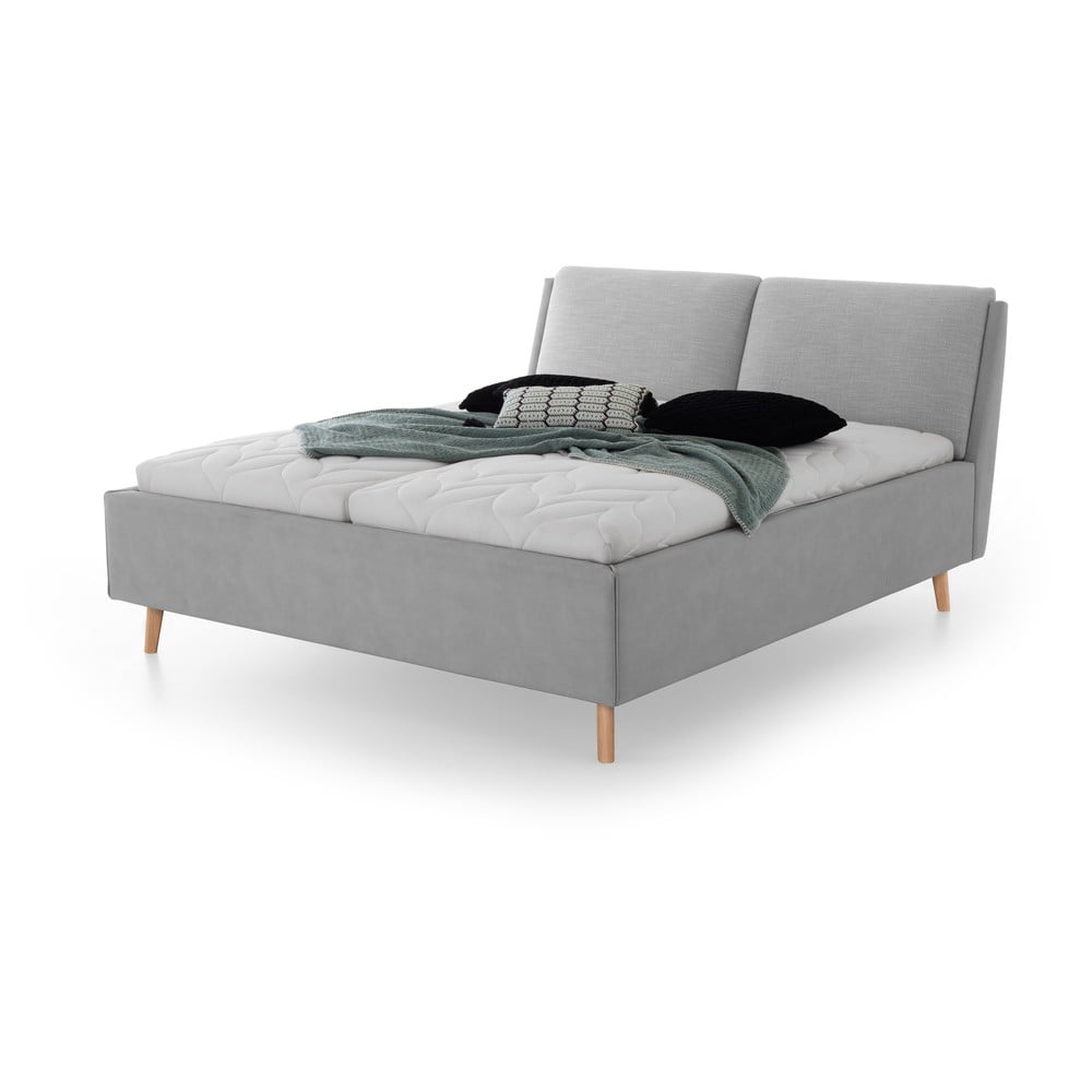 E-shop Svetlosivá čalúnená dvojlôžková posteľ Meise Möbel Valetta, 180 x 200 cm
