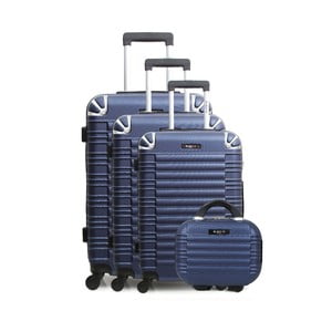 Sada 3 modrých cestovných kufrov na kolieskách a toaletného kufríka Bluestar Vanity