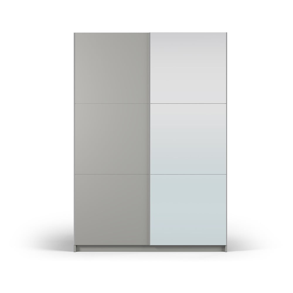 E-shop Sivá šatníková skriňa so zrkadlom a s posuvnými dverami 151x215 cm Lisburn - Cosmopolitan Design
