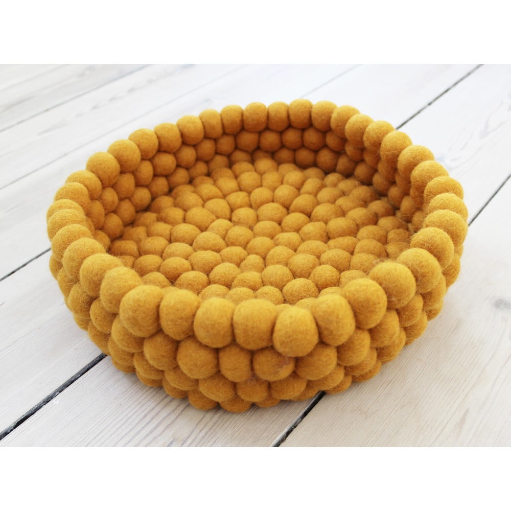 Obrázok Horčicovožltý guľôčkový vlnený úložný košík Wooldot Ball Basket, ⌀ 28 cm