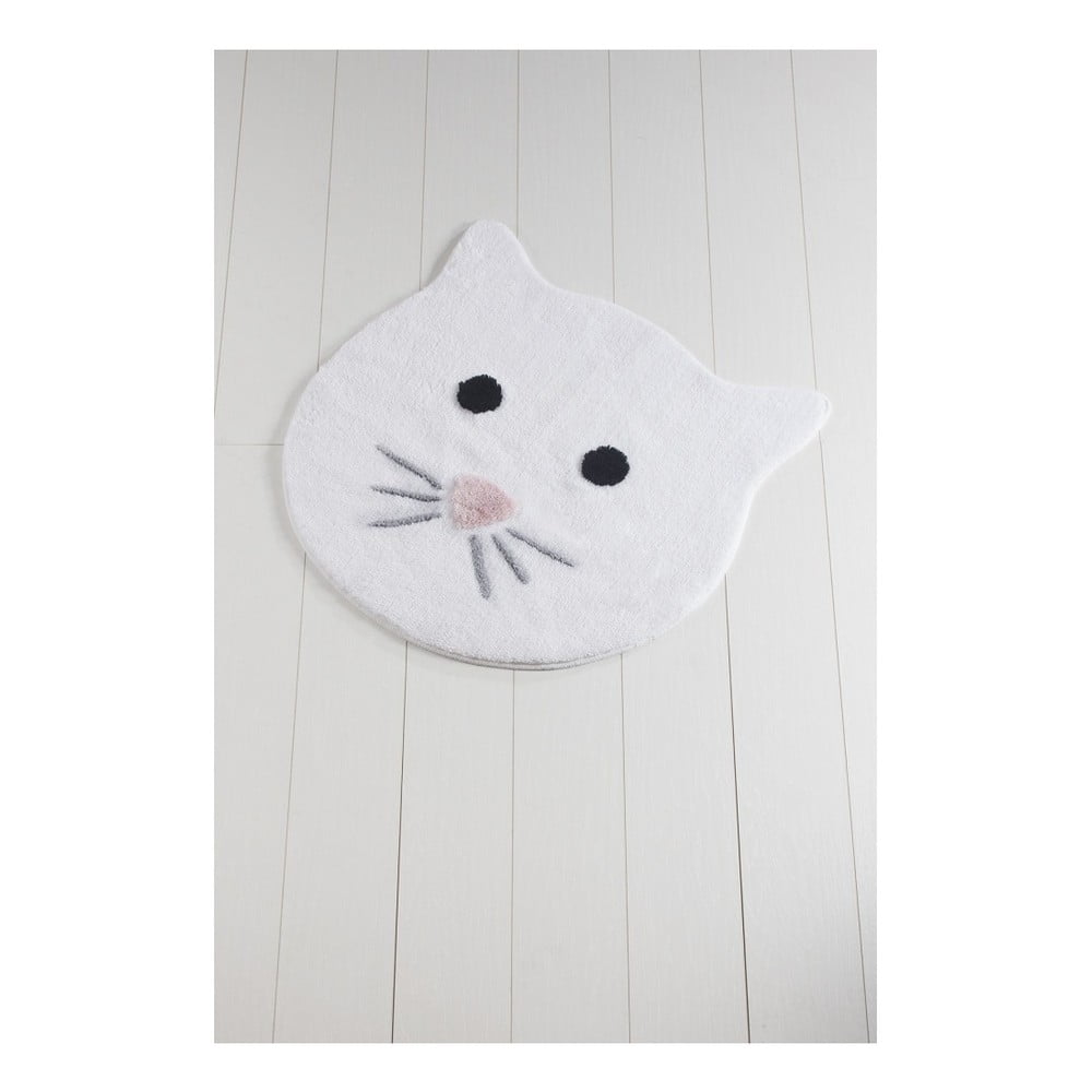 E-shop Biela kúpeľňová predložka Cat, ⌀ 90 cm