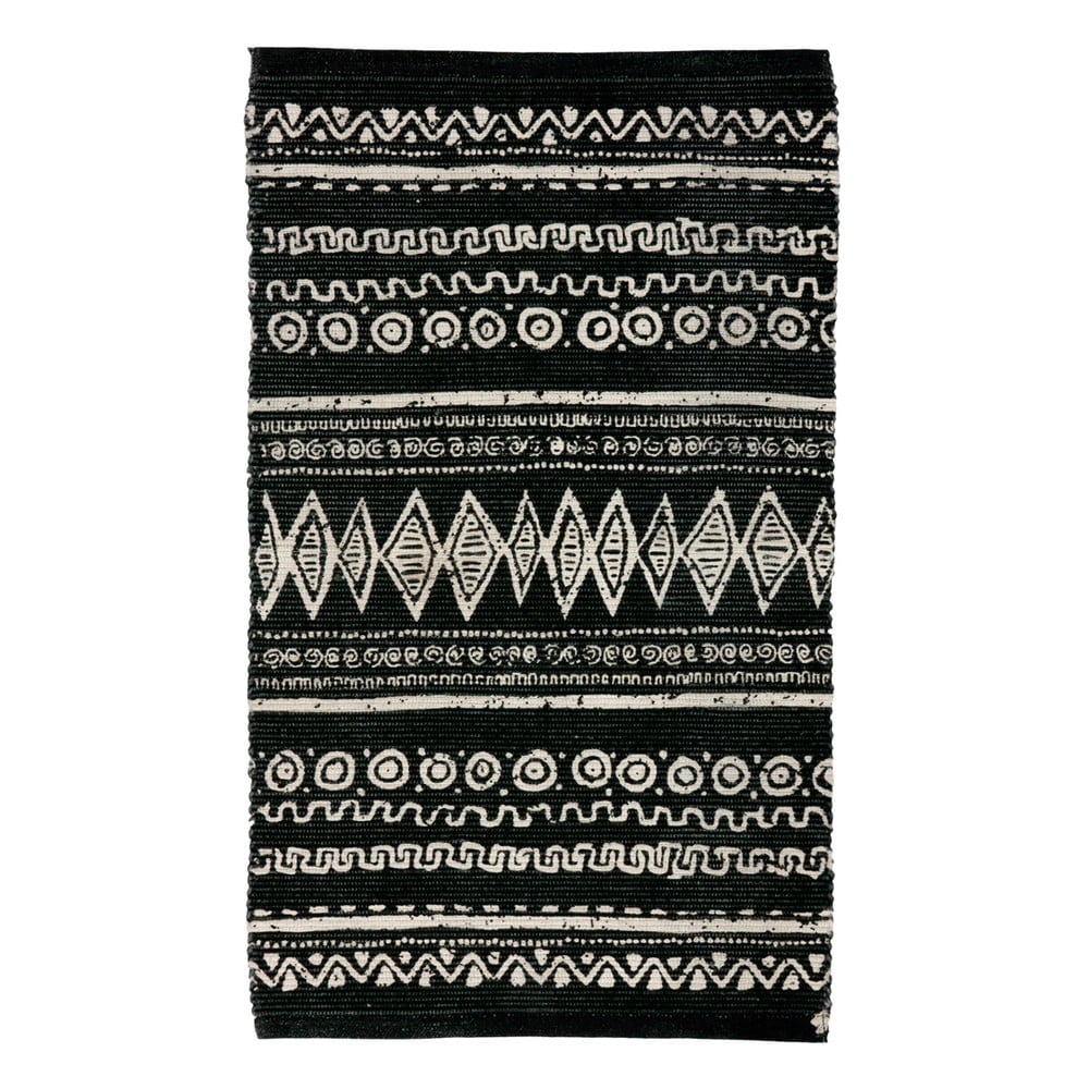 E-shop Čierno-biely bavlnený koberec Webtappeti Ethnic, 55 x 110 cm
