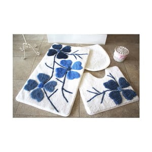 Sada 3 modro-bielych predložiek do kúpeľne Alessia Flowers
