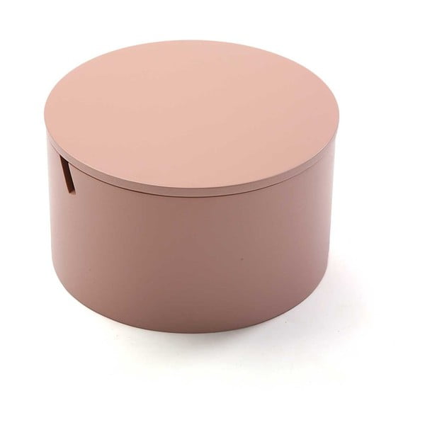 Ružový drevený box na šperky Versa Pinky, ø 14 cm