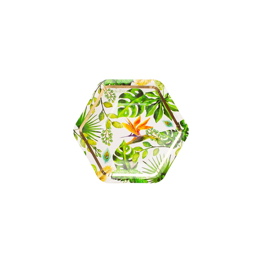 E-shop Sada 8 papierových tanierov GiviItalia Golden Jungle, ⌀ 18 cm