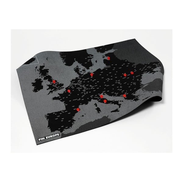 Čierna nástenná mapa Európy Palomar Pin World, 100 x 80 cm
