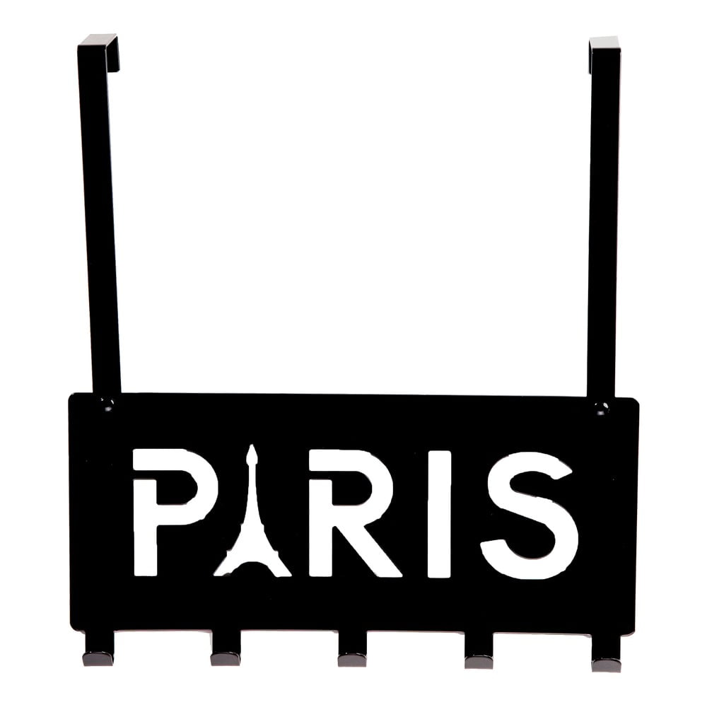 E-shop Čierny vešiak na dvere s 5 háčikmi Compactor Paris