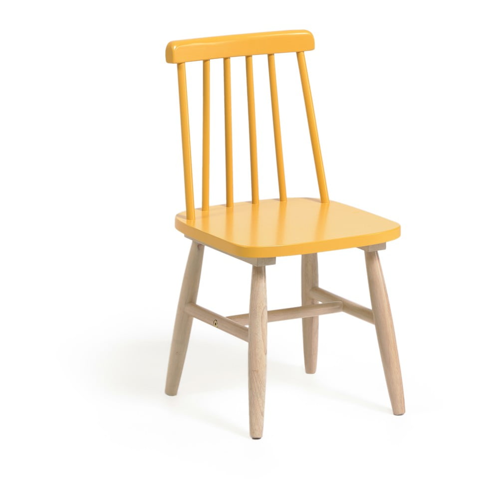 E-shop Žltá detská stolička z kaučukového dreva Kave Home Kristie