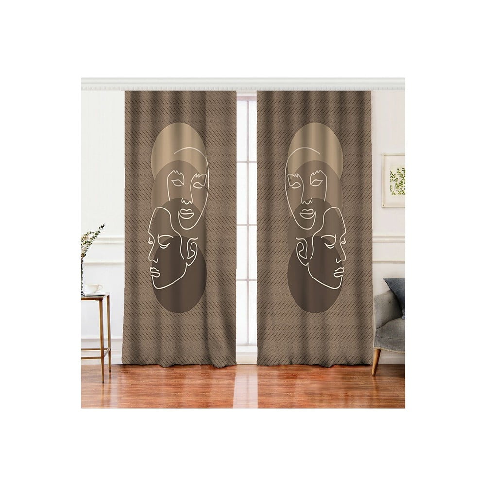E-shop Súprava 2 hnedých závesov s prímesou bavlny Minimalist Home World, 140 x 260 cm