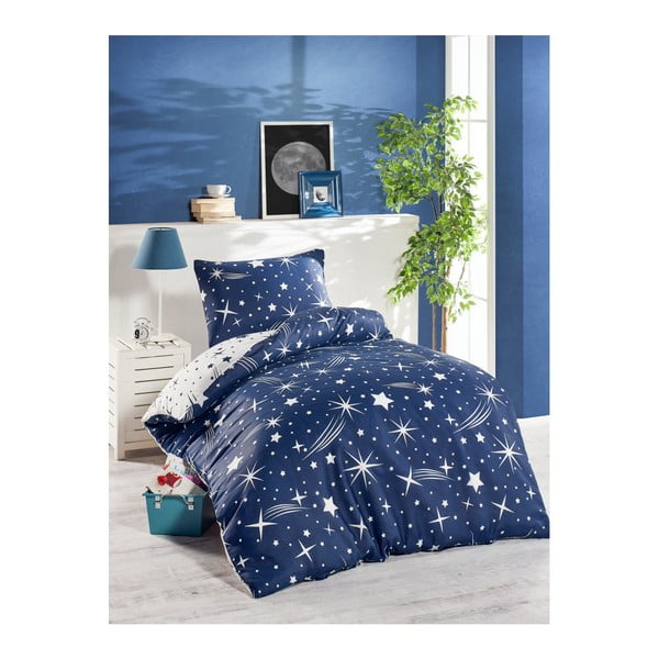 Modrá posteľná bielizeň na jednolôžko Jussno Night Sky, 140 x 200 cm