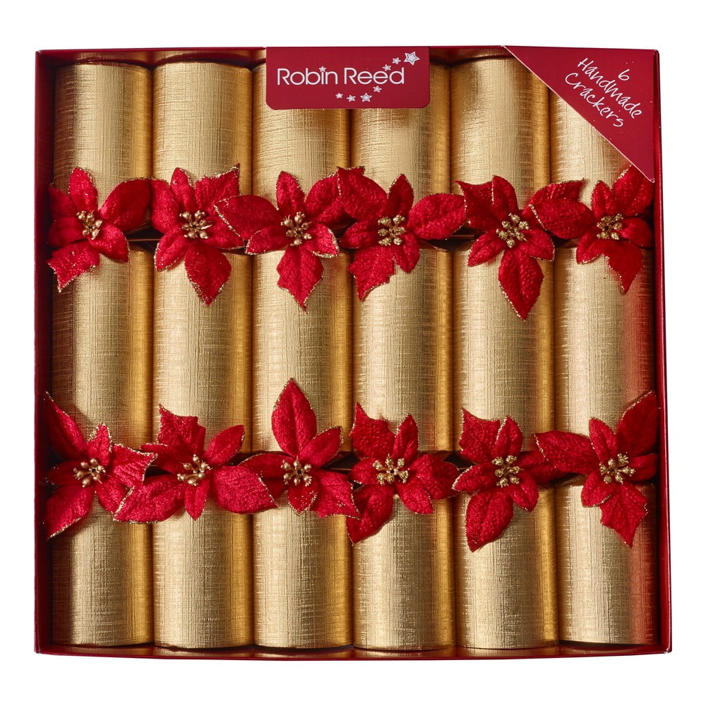 E-shop Vianočné crackery v súprave 6 ks Glitter Poinsettia - Robin Reed