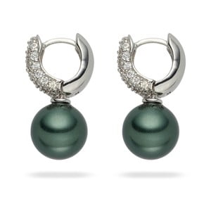 Tmavozelené perlové náušnice Nova Pearls Copenhagen Helene