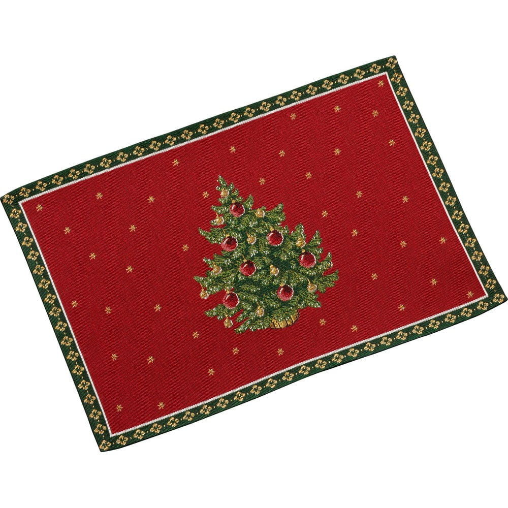 E-shop Červené bavlnené prestieranie s vianočným motívom Villeroy & Boch Tree, 48 x 32 cm