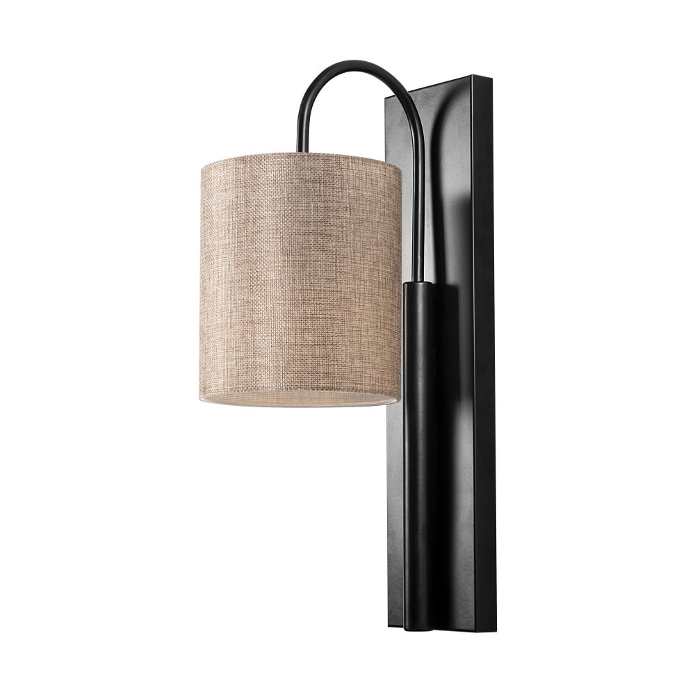 E-shop Čierne kovové nástenné svietidlo so svetlohnedým tienidlom Opviq lights Julia