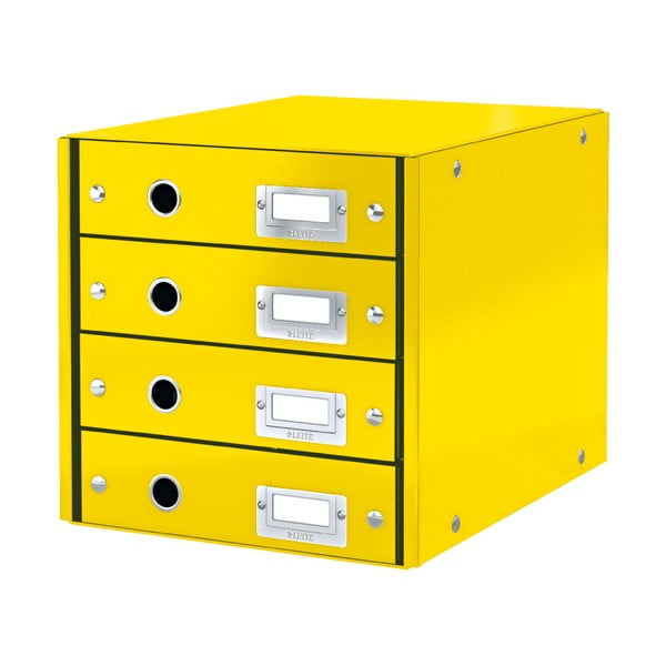 Žltá škatuľa s 4 zásuvkami Leitz Office, dĺžka 36 cm