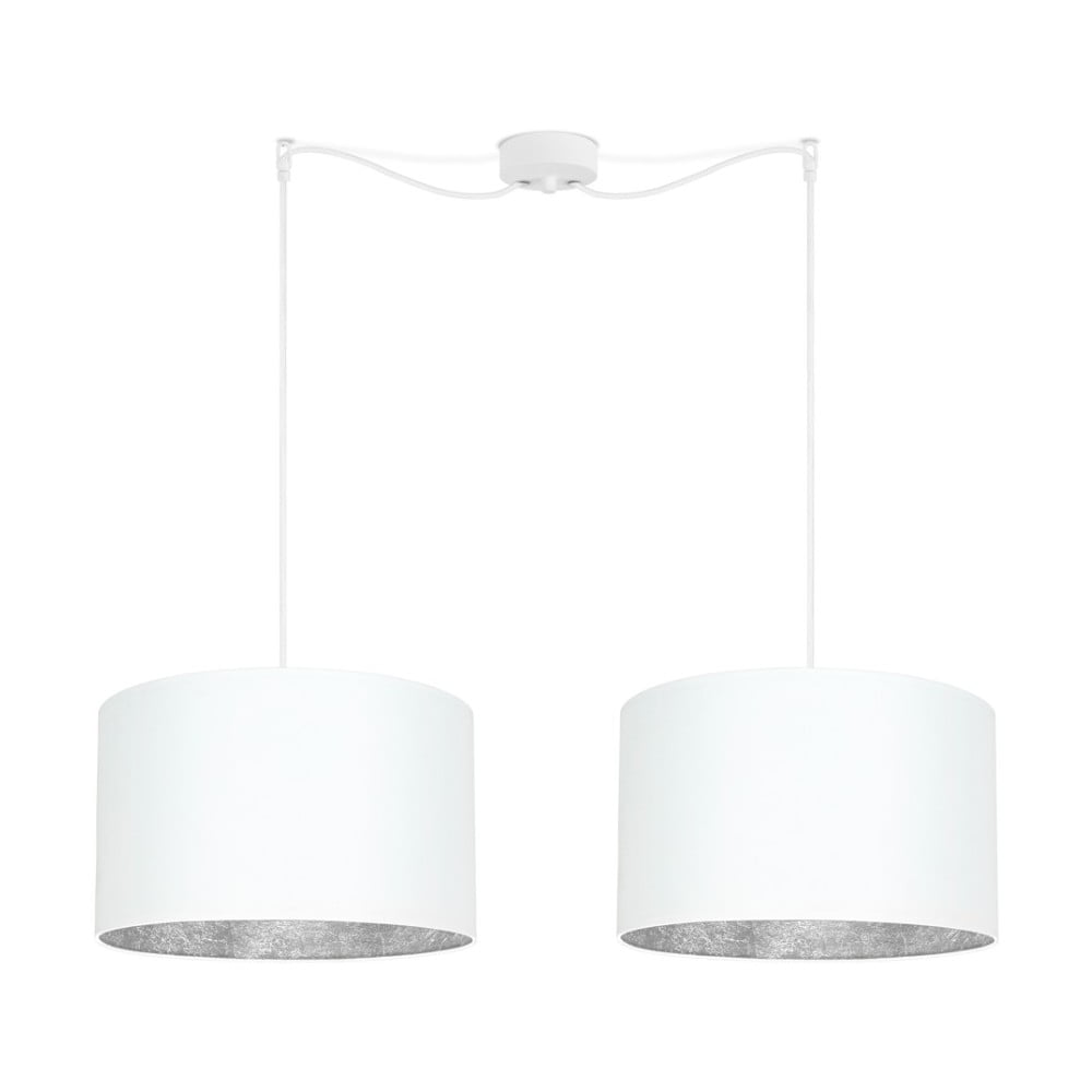 E-shop Biele dvojité stropné svietidlo s vnútrajškom v striebornej farbe Sotto Luce Mika
