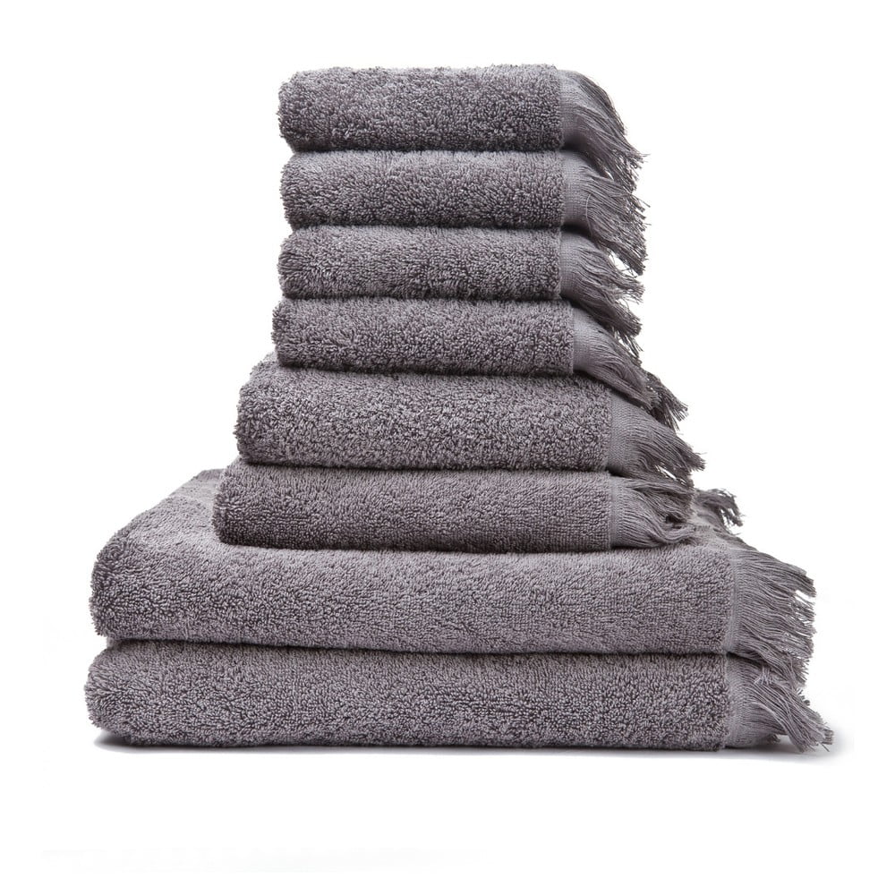 Súprava 6 sivých uterákov a 2 osušiek zo 100 % bavlny Bonami Selection