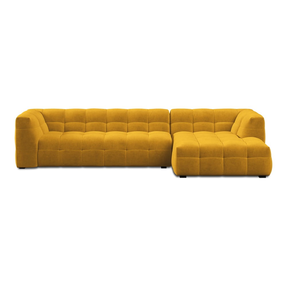 E-shop Žltá zamatová rohová pohovka Windsor & Co Sofas Vesta, pravý roh
