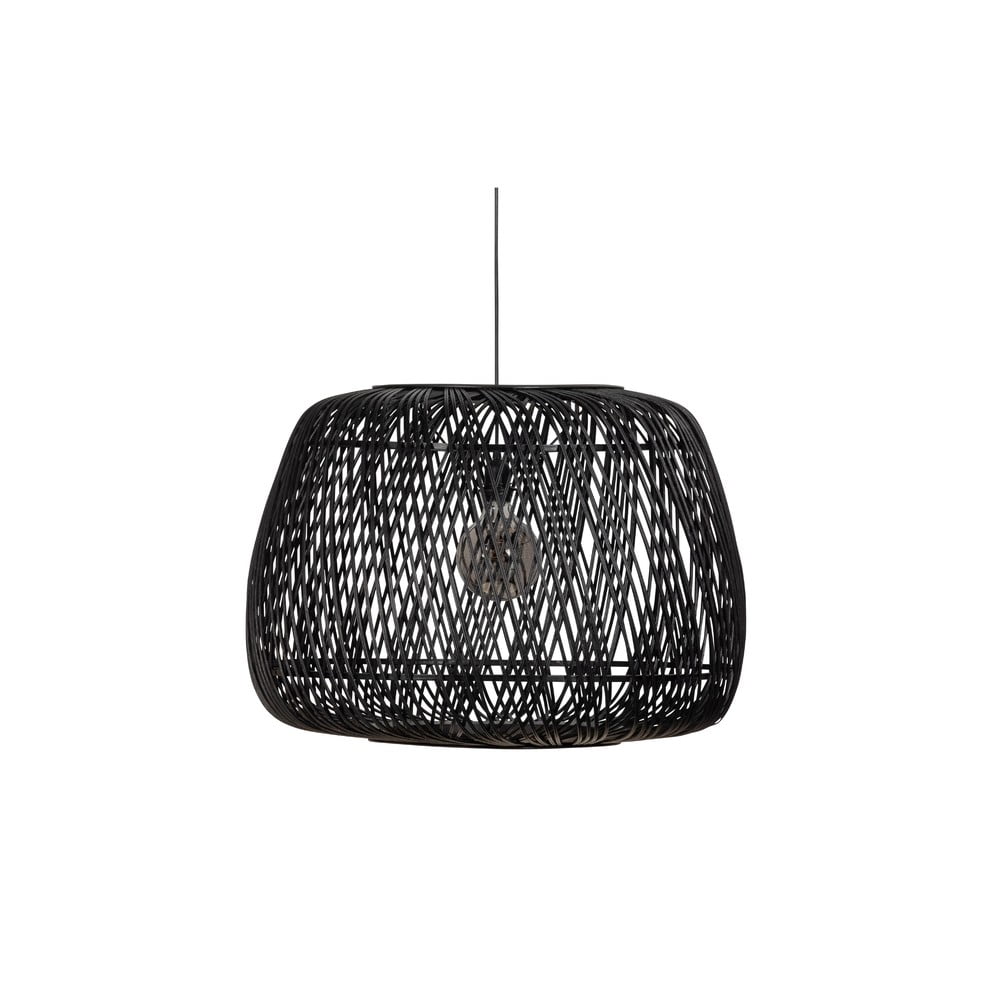 E-shop Čierna závesná lampa z bambusu WOOOD Moza, ø 70 cm