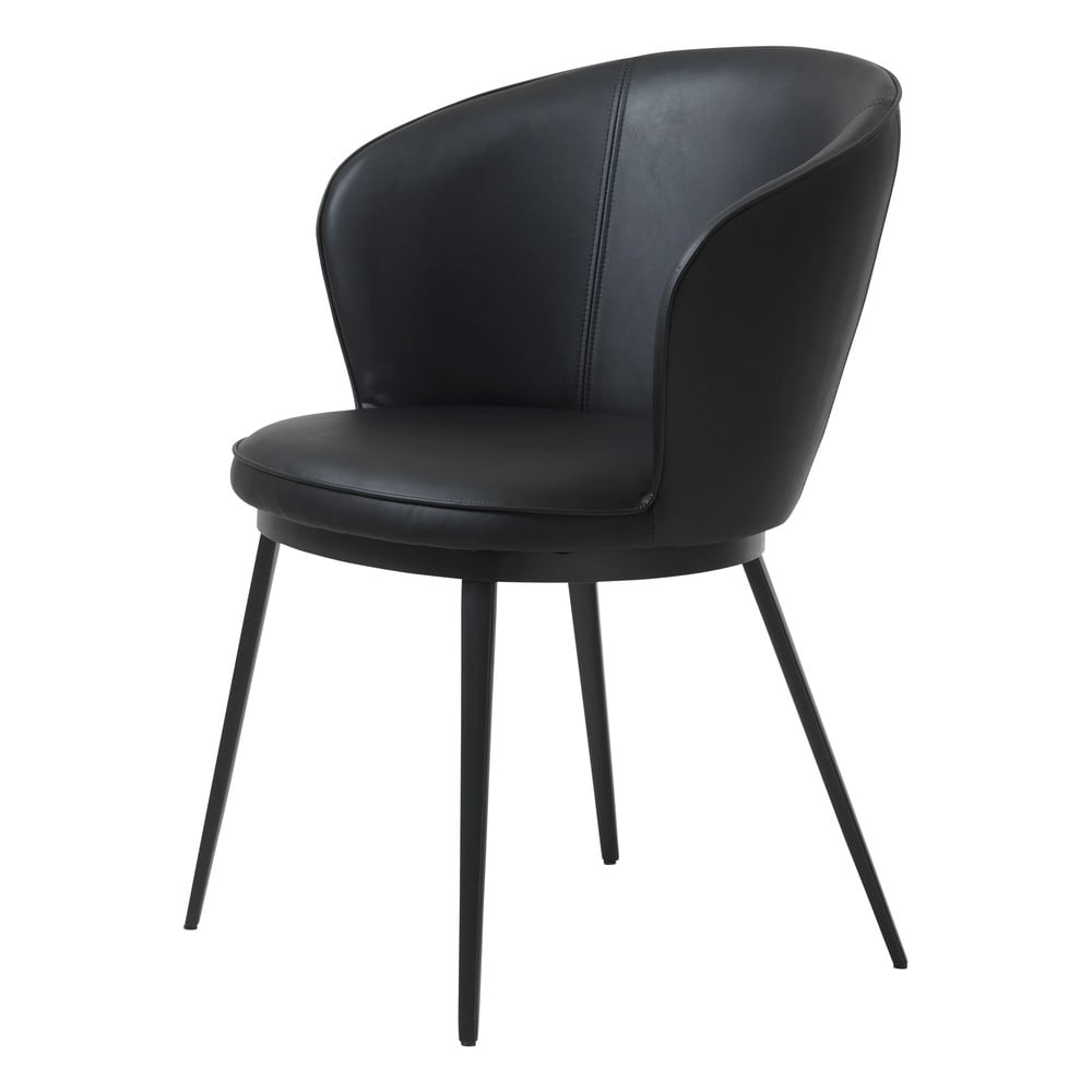 E-shop Čierna jedálenská stolička z imitácie kože Unique Furniture Gain Leath