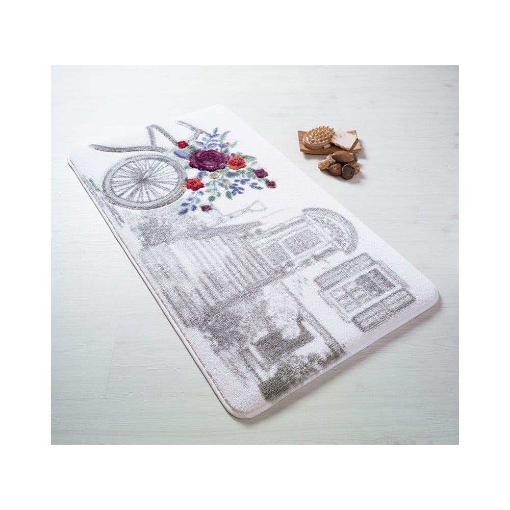 E-shop Sivá predložka do kúpeľne Confetti Bathmats Rose Basket, 80 × 140 cm