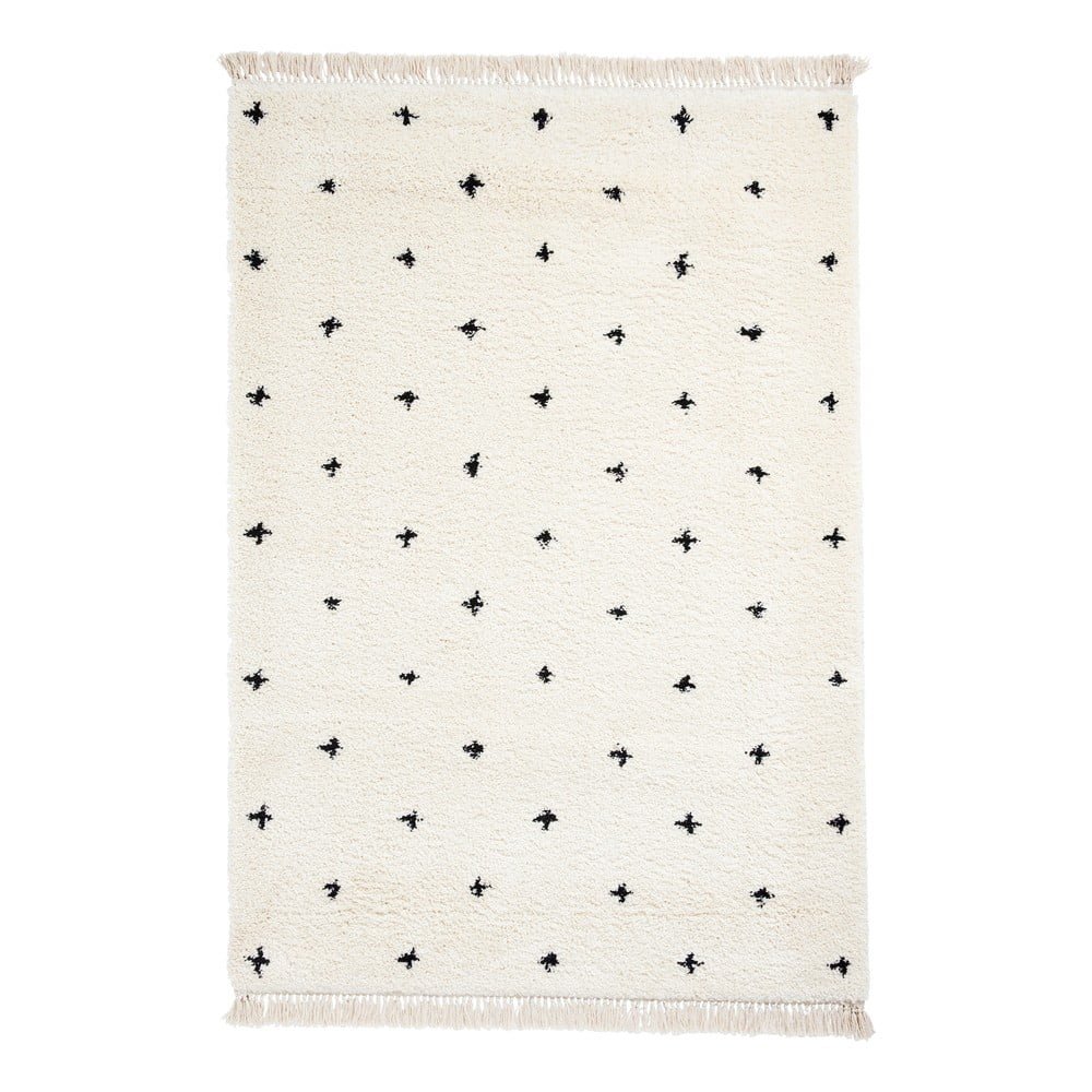 E-shop Bielo-čierny koberec Think Rugs Boho Dots, 160 x 220 cm