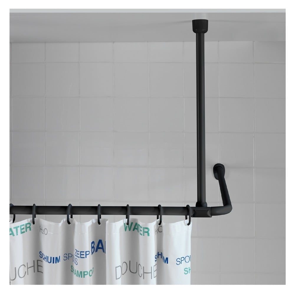 E-shop Čierna stropná opora pre sprchový záves Wenko, 57 cm