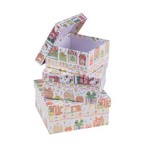 Sada 3 hranatých kartónových boxov Unimasa Gift, 16,5 x 16,5 cm
