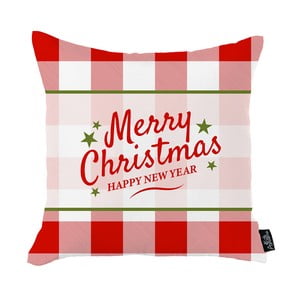 Bielo-červená vianočná obliečka na vankúš Apolena Honey Merry Christmas and Happy New Year, 45 x 45 cm