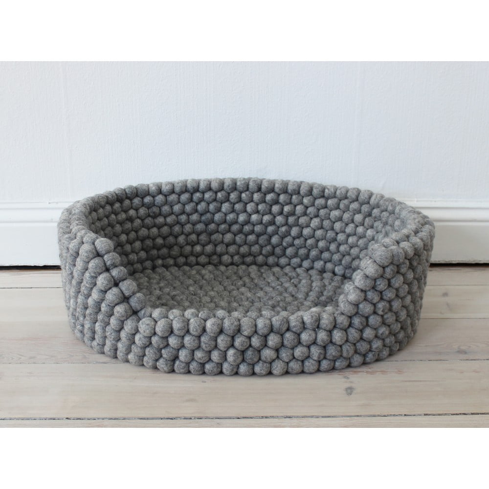 Obrázok Oceľovosivý guľôčkový vlnený pelech pre domáce zvieratá Wooldot Ball Pet Basket, 60 x 40 cm