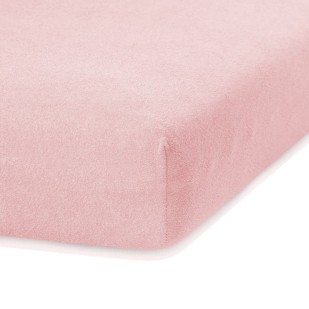 Obrázok Svetloružová elastická plachta na dvojlôžko AmeliaHome Ruby Peach, 200-220 x 200 cm