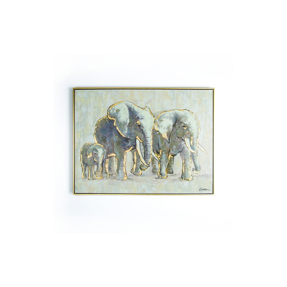 Obrázok Ručne maľovaný obraz Graham & Brown Elephant Family, 80 × 60 cm