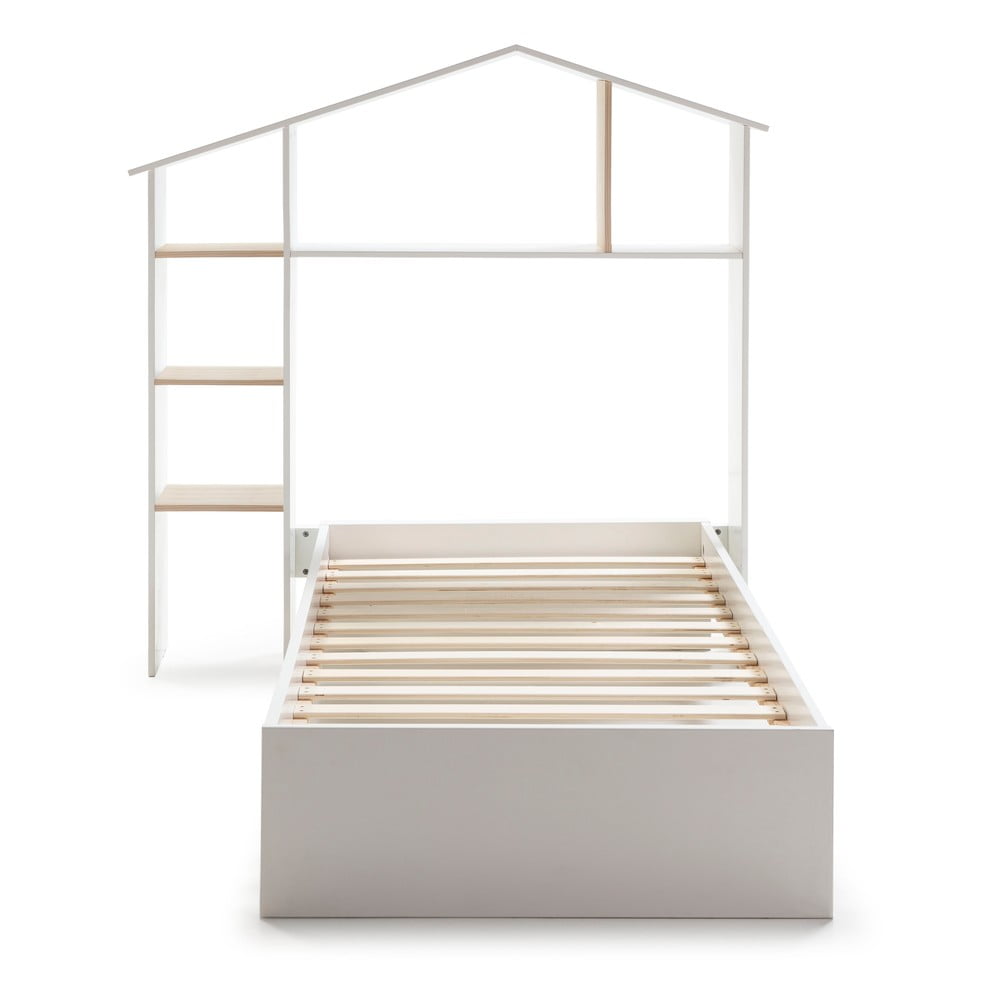 E-shop Biela detská posteľ s policami Marckeric Maria, 90 x 190 cm
