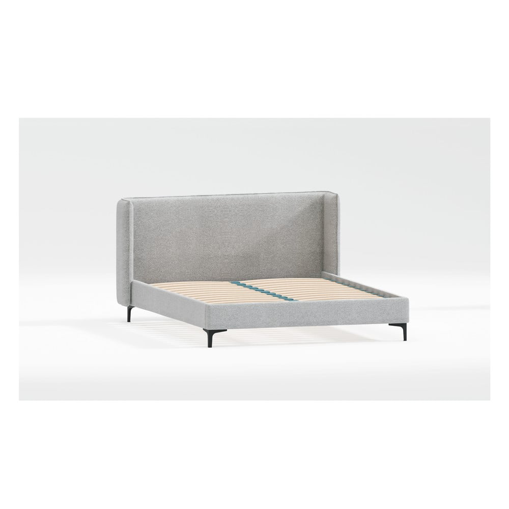Sivá čalúnená dvojlôžková posteľ s roštom 140x200 cm Basti – Ropez