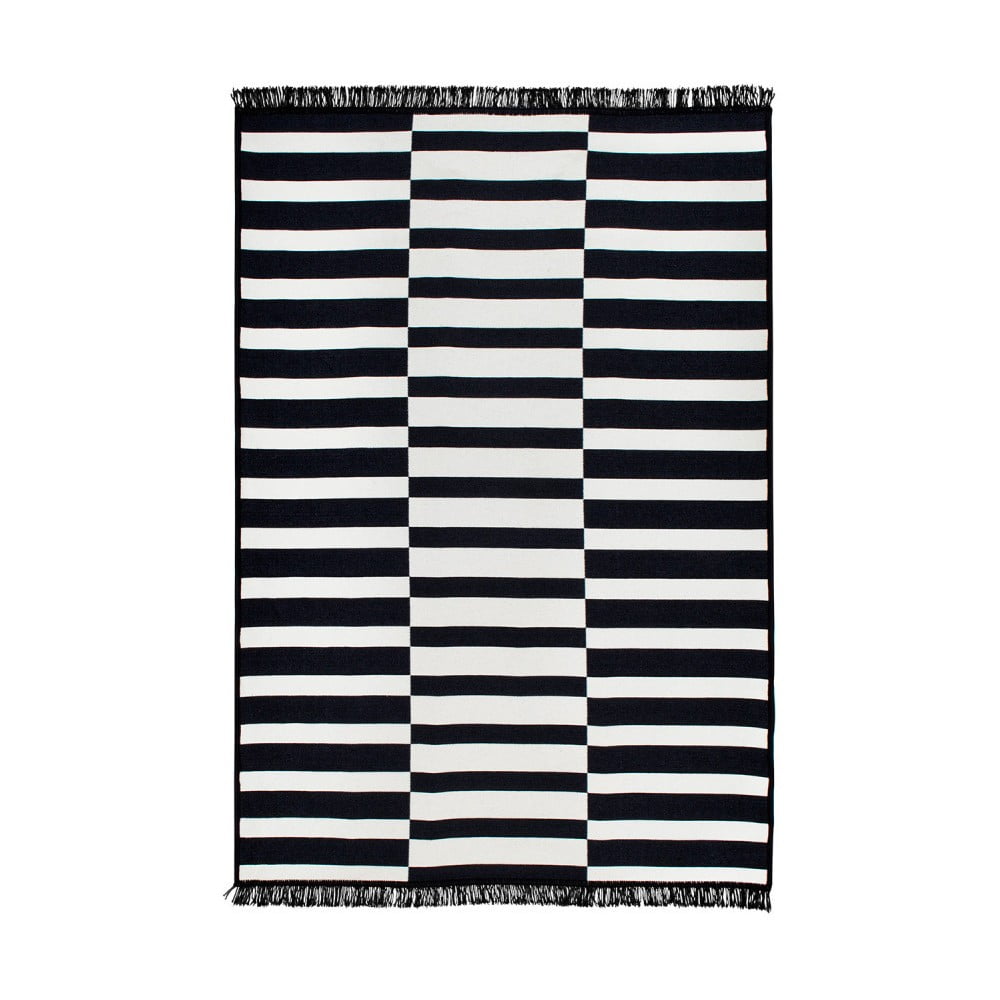 Čierno-biely obojstranný koberec Poros, 120 × 180 cm