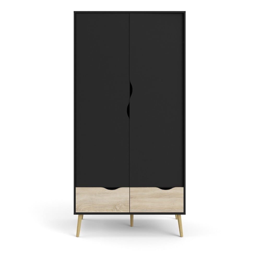 E-shop Čierna šatníková skriňa Tvilum Oslo, 99 x 200 cm