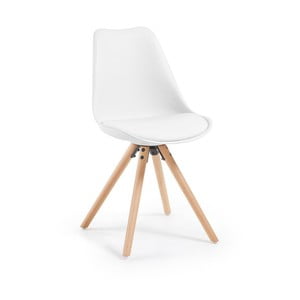 Biela jedálenská stolička s drevenými nohami loomi.design