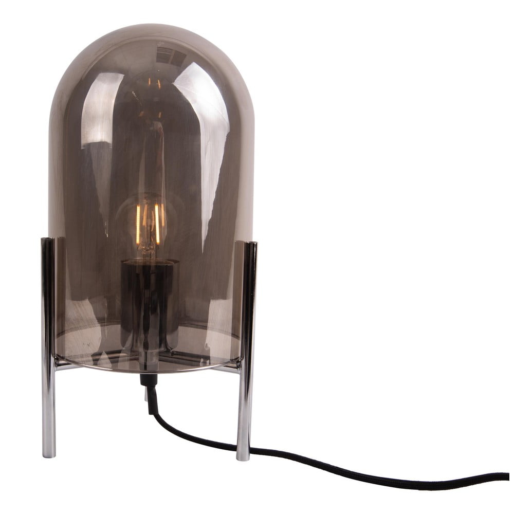 E-shop Sivá sklenená stolová lampa Leitmotiv Glass Bell